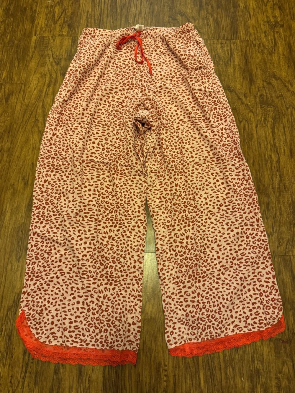 Victoria's Secret Pink Leopard Print Pajama Pants with Red Trim